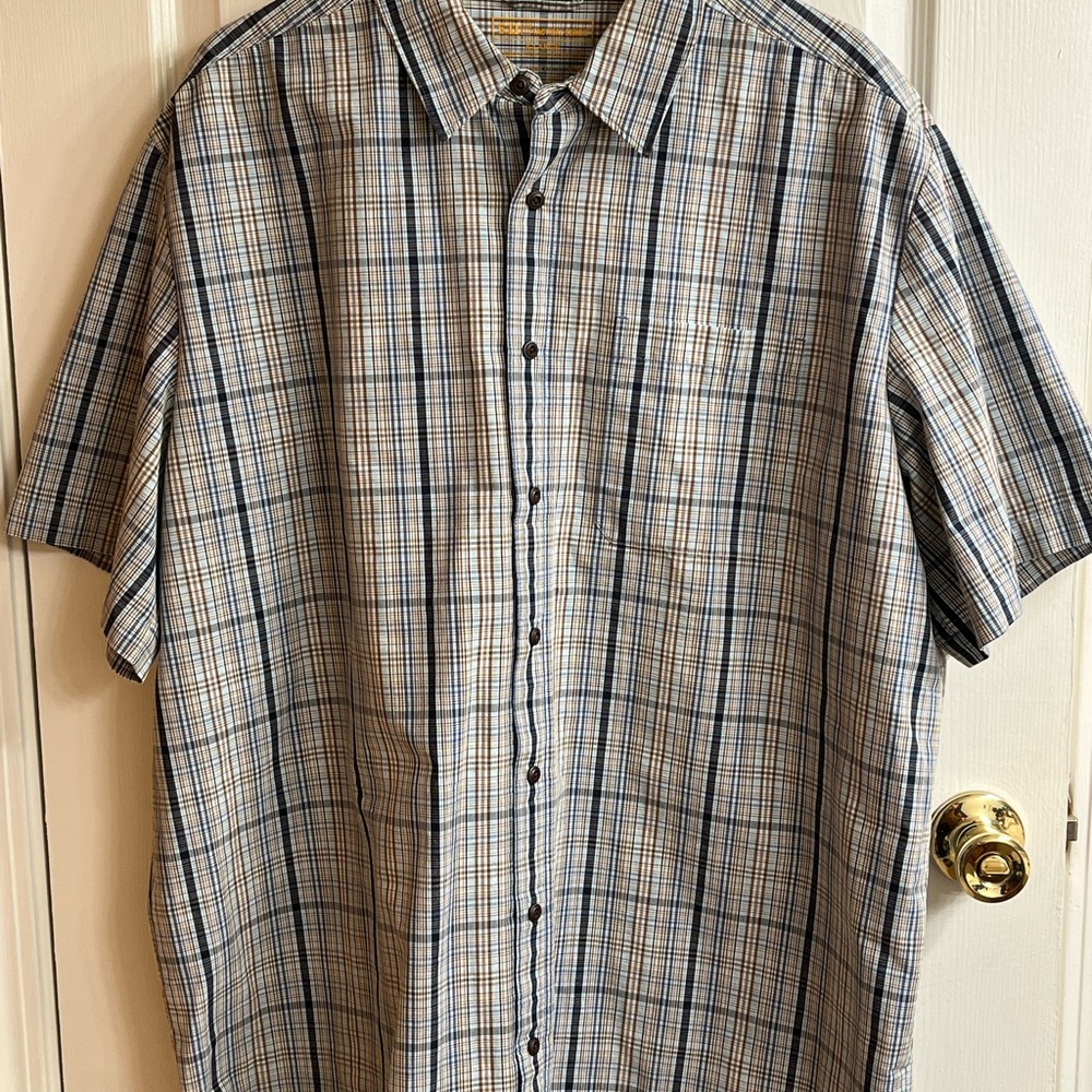 5.11 Tactical Men's Casual Plaid Shirt - Blue and Tan